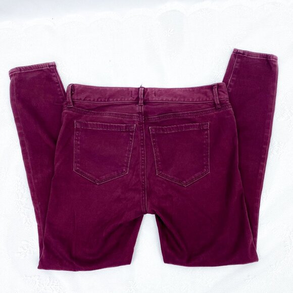 Women's Ann Taylor LOFT Wine Red Straight Leg Pants Ladies Maroon Leggings - Picture 5 of 10